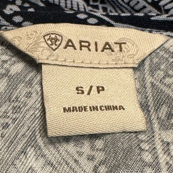 Ariat Womens Size Small Navy Printed Dress with Rawhide Ties Pockets & Tie Waist - Picture 8 of 10